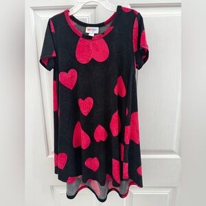 LuLaRoe Black and Pink Heart and Floral Kids Dress